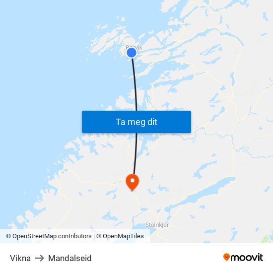 Vikna to Mandalseid map