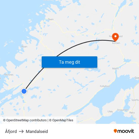 Åfjord to Mandalseid map