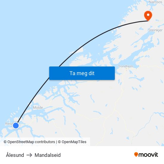 Ålesund to Mandalseid map