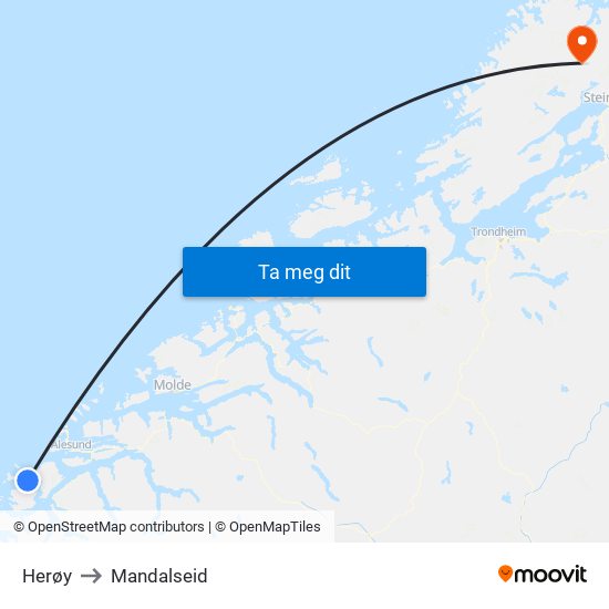 Herøy to Mandalseid map