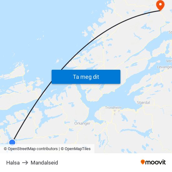 Halsa to Mandalseid map