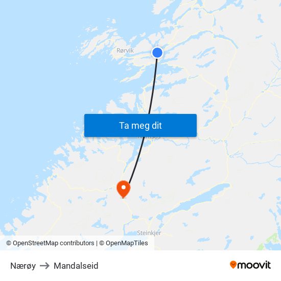 Nærøy to Mandalseid map