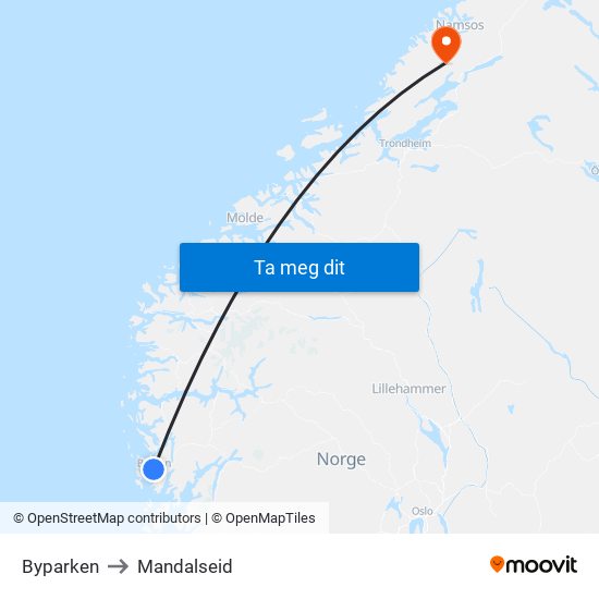 Byparken to Mandalseid map