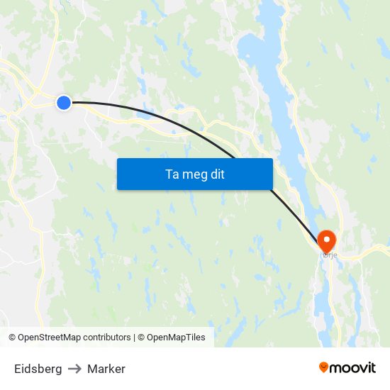 Eidsberg to Marker map