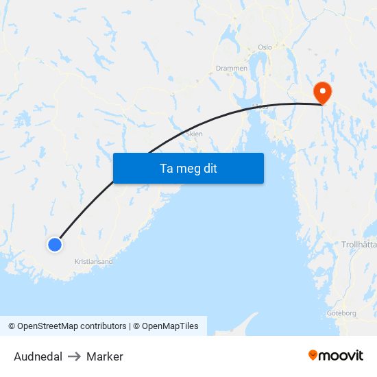 Audnedal to Marker map