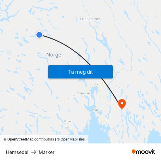 Hemsedal to Marker map