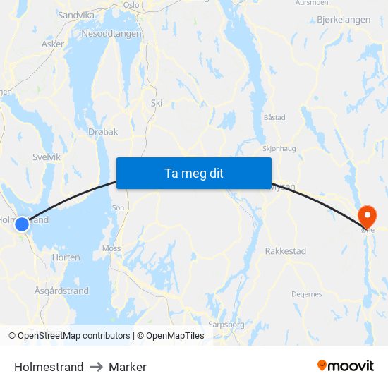 Holmestrand to Marker map