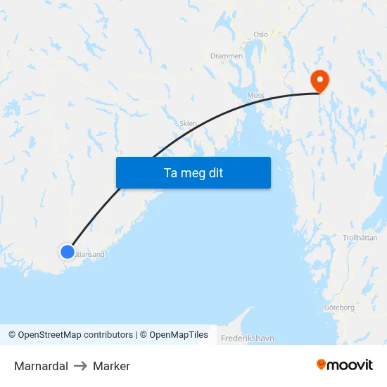 Marnardal to Marker map