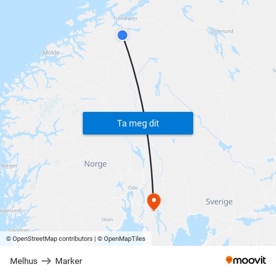 Melhus to Marker map