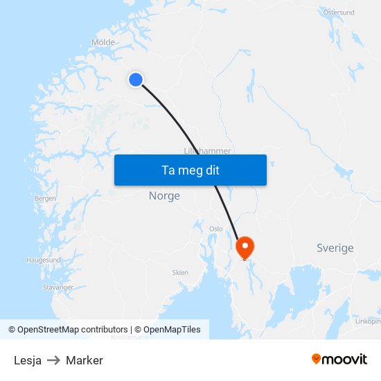 Lesja to Marker map