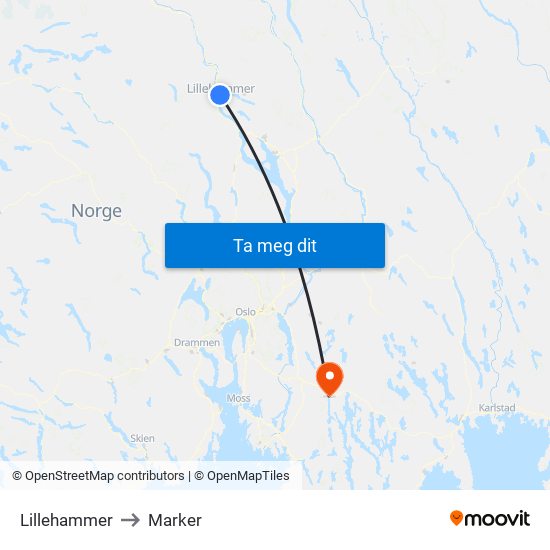 Lillehammer to Marker map