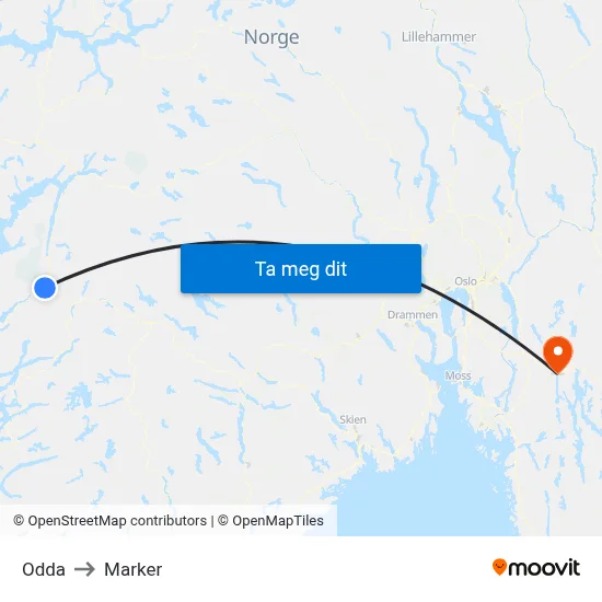 Odda to Marker map
