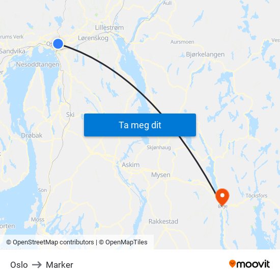 Oslo to Marker map