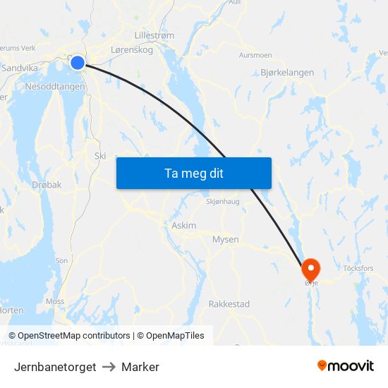 Jernbanetorget to Marker map