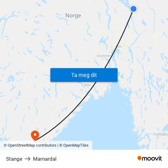 Stange to Marnardal map