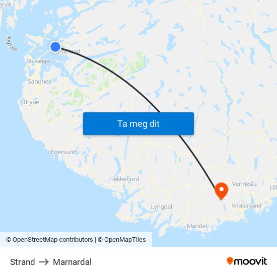 Strand to Marnardal map