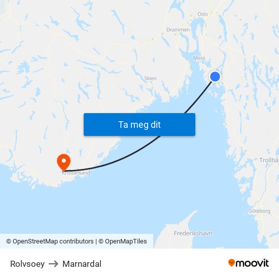 Rolvsoey to Marnardal map