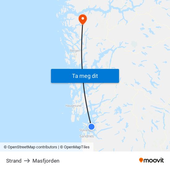 Strand to Masfjorden map