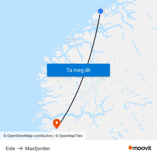 Eide to Masfjorden map