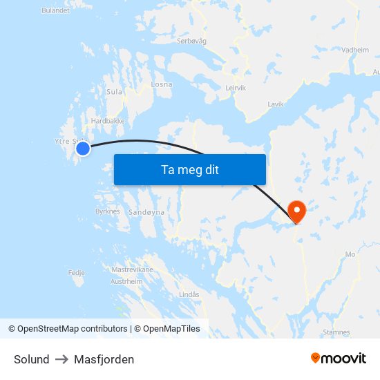 Solund to Masfjorden map