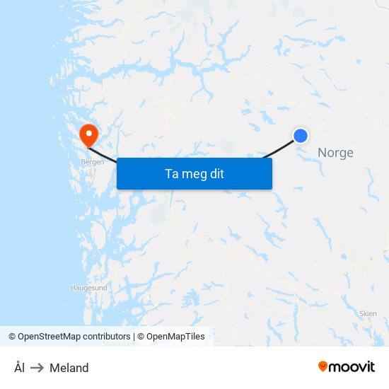 Ål to Meland map