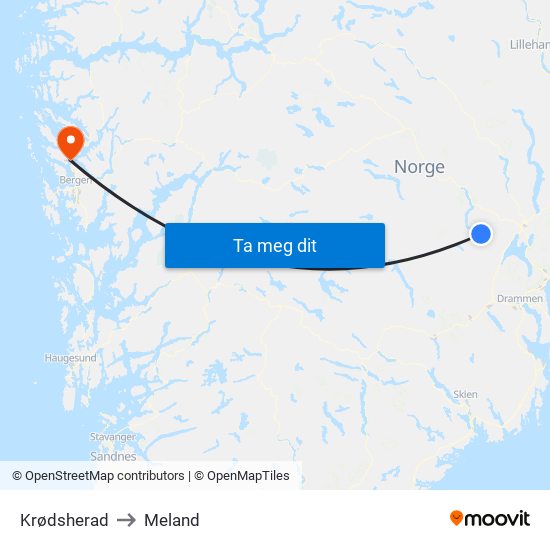 Krødsherad to Meland map