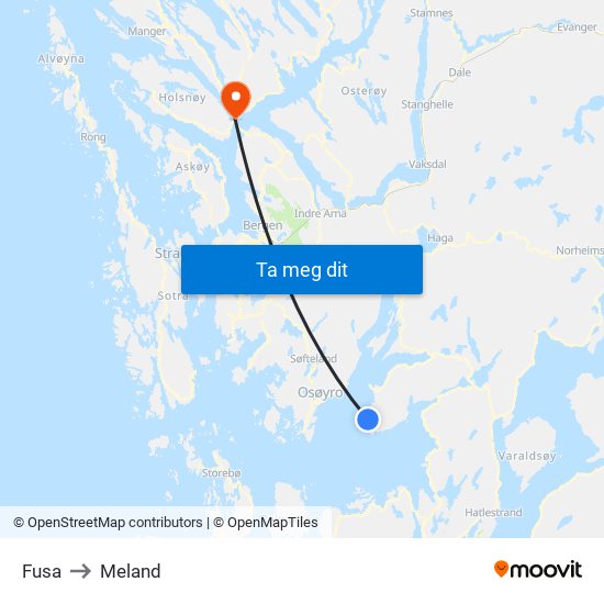 Fusa to Meland map
