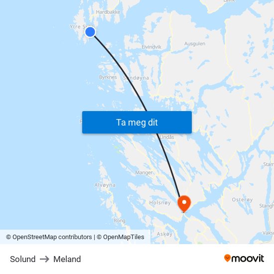 Solund to Meland map