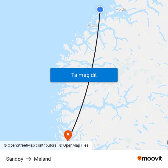 Sandøy to Meland map