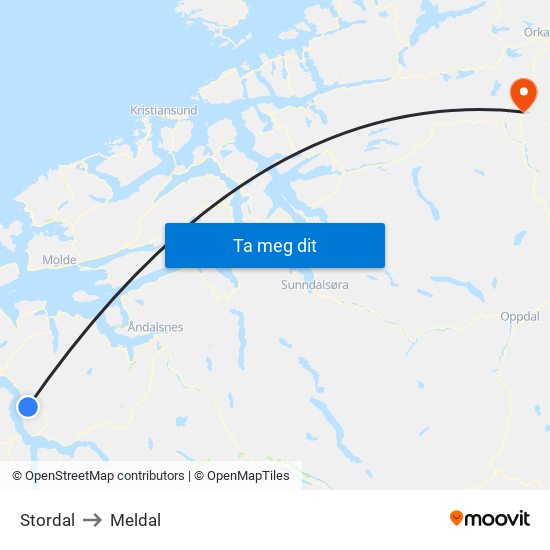 Stordal to Meldal map