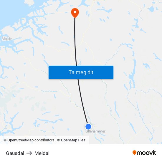 Gausdal to Meldal map