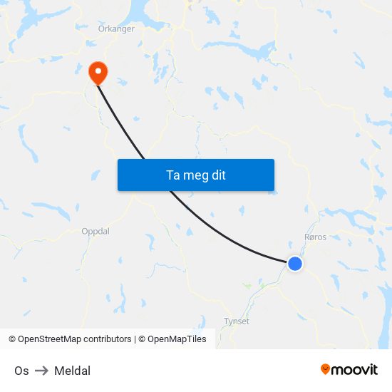 Os to Meldal map