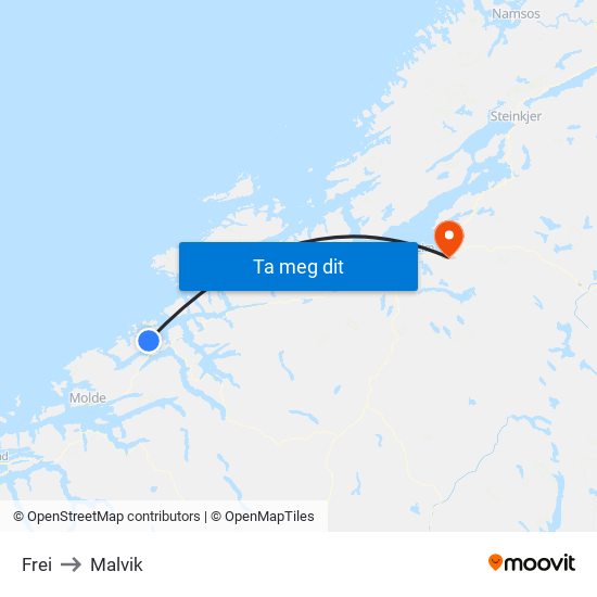 Frei to Malvik map