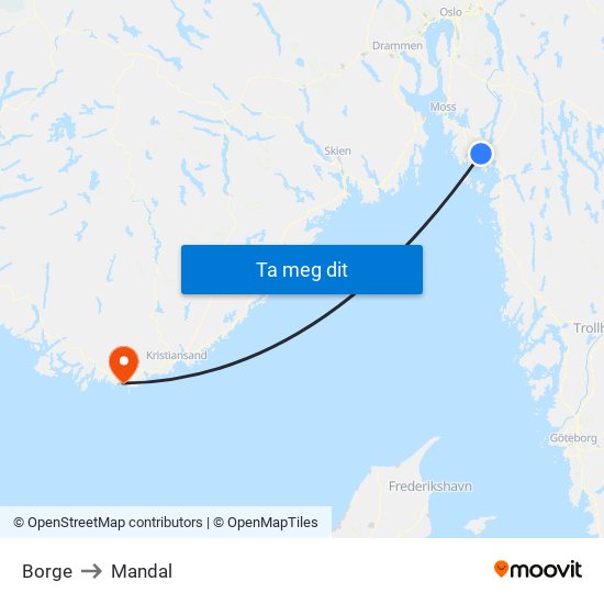 Borge to Mandal map