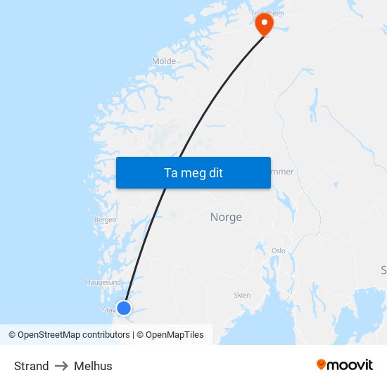 Strand to Melhus map