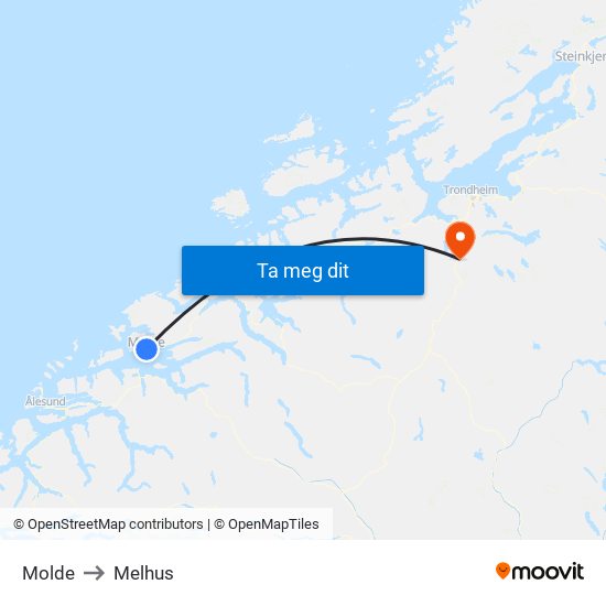 Molde to Melhus map