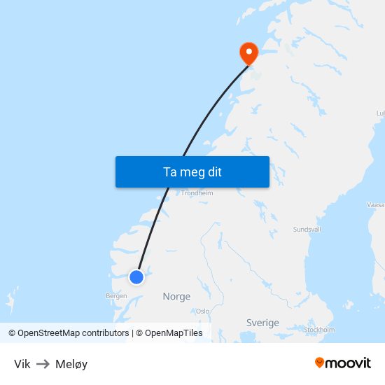Vik to Meløy map