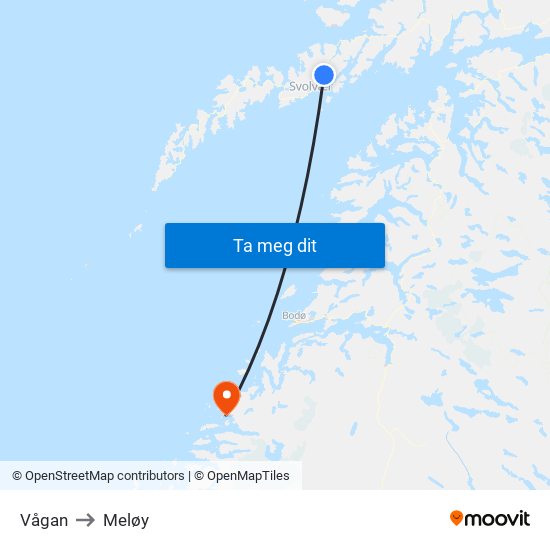 Vågan to Meløy map