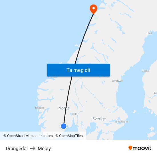Drangedal to Meløy map
