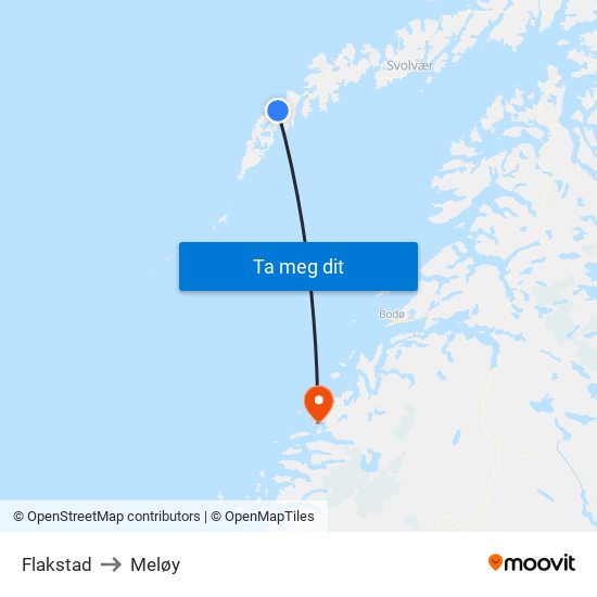 Flakstad to Meløy map