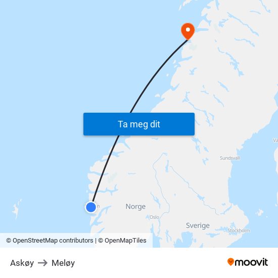 Askøy to Meløy map