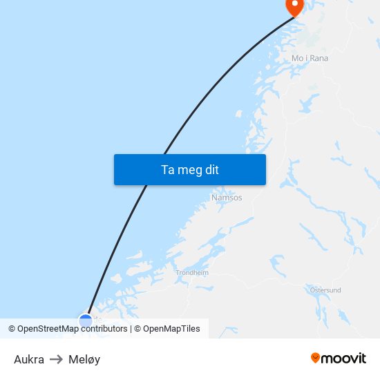 Aukra to Meløy map