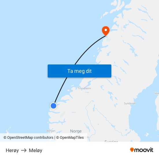 Herøy to Meløy map