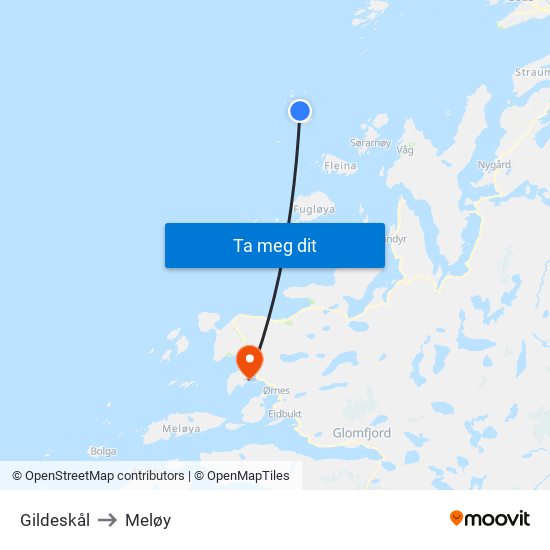 Gildeskål to Meløy map