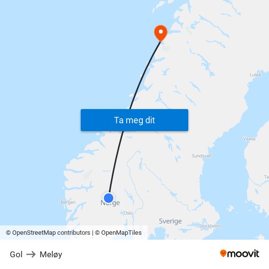 Gol to Meløy map