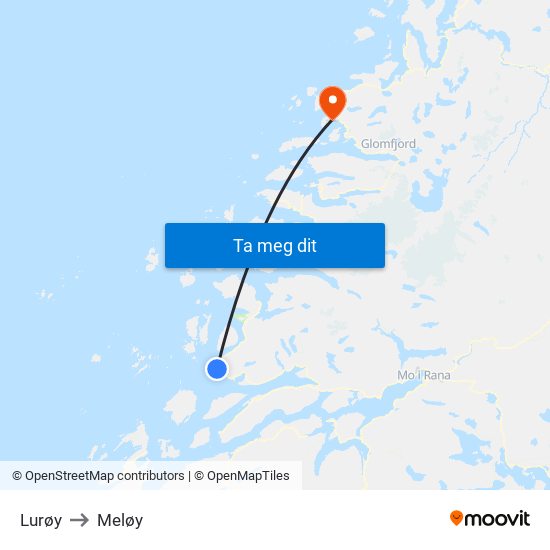 Lurøy to Meløy map