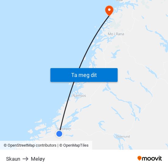Skaun to Meløy map