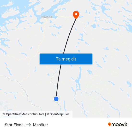 Stor-Elvdal to Meråker map