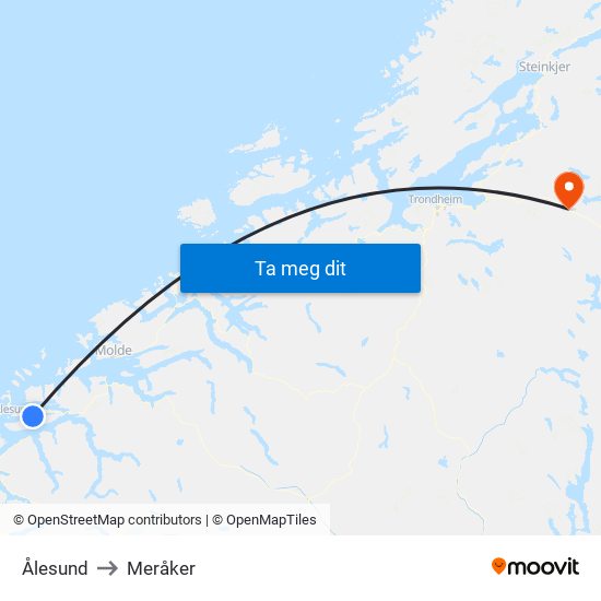 Ålesund to Meråker map