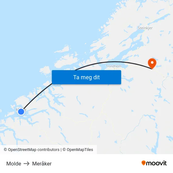 Molde to Meråker map